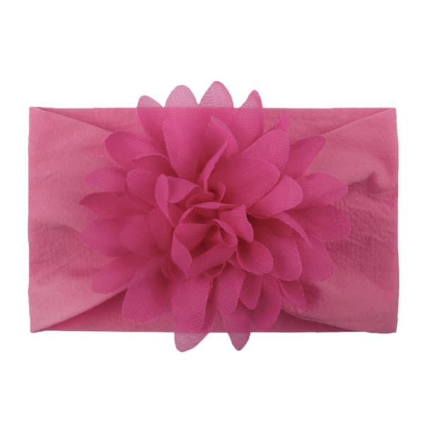 Baby pandebånd med en blomst - mørk pink, bred
