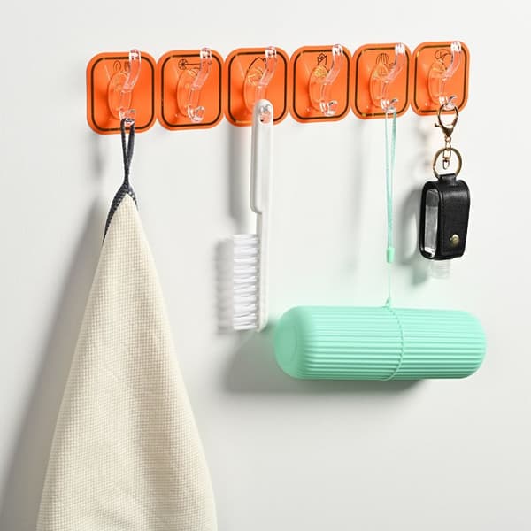 Självhäftande krokar 6 stycken - orange