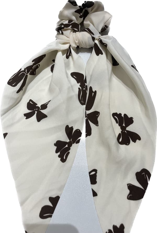 BLING scrunchie med hårsjal, längd 35 cm - vit