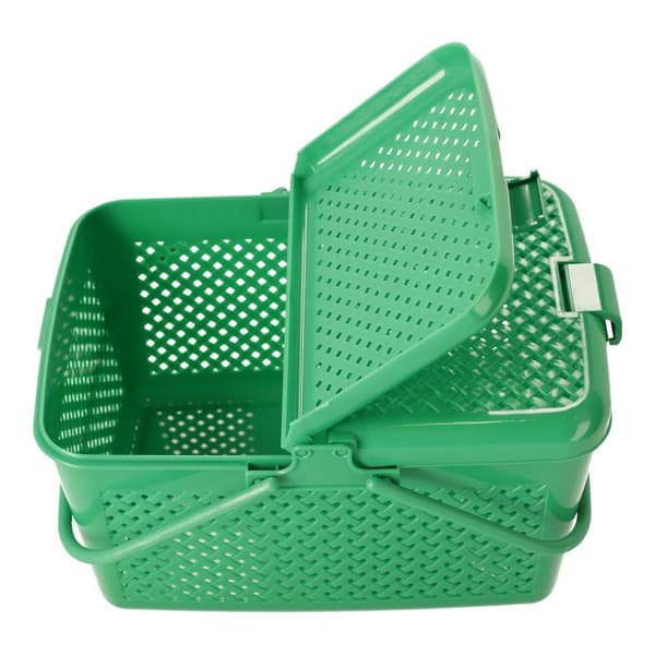 Stängd picknickkorg - rektangulär röd, POLSK PRODUKT