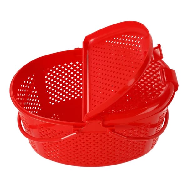 Stängd picknickkorg - oval röd, POLSK PRODUKT