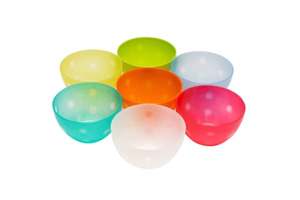 Köksskål i plast, liten 14 cm - mix av färger