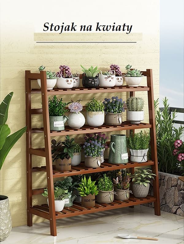 Monitasoinen, puolisuunnikkaan muotoinen hylly, kukkateline/3-kerroksinen kukkateline, 70 cm