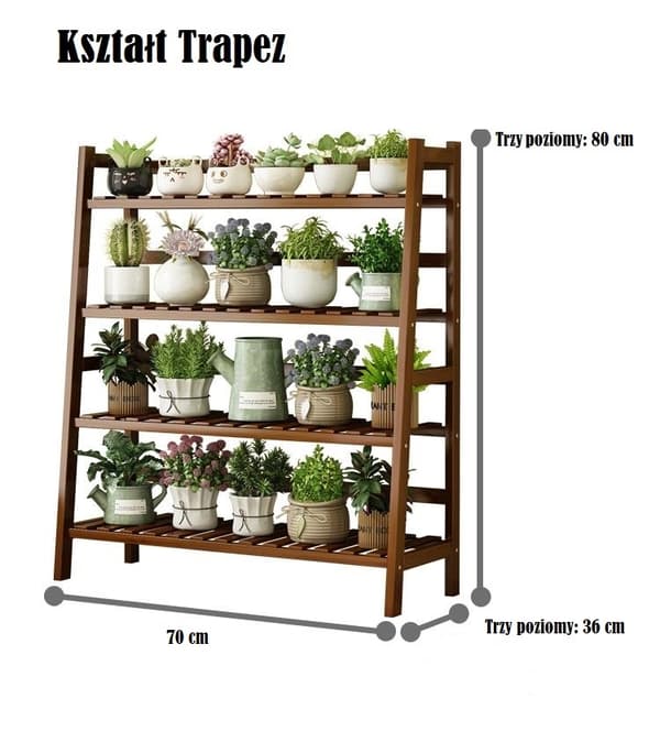 Multiplan, trapezformet hylde, blomsterstativ/3-lags blomsterstativ, 70 cm