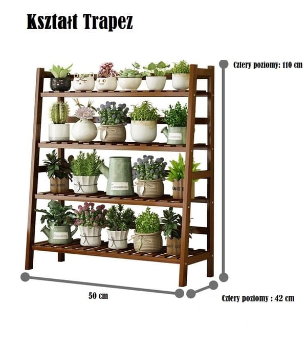 Trapezhylde i flere niveauer, blomsterstativ/ 4-lags blomsterstativ, 50 cm