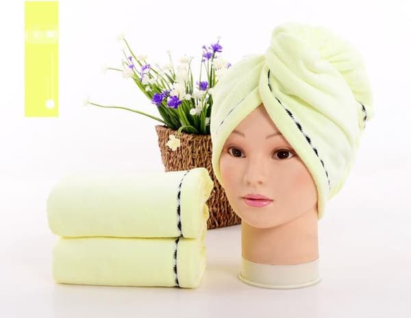 Superabsorberende turban hårhåndklæde i mikrofiber, LYSGUL