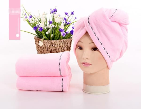 Superabsorberende hårhåndklæde, mikrofiber turban, LYS PINK