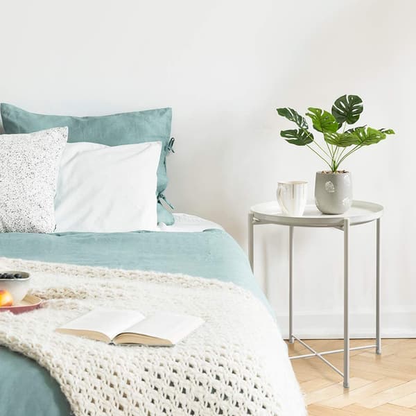 Rundt metalbord i Loft stil - hvid