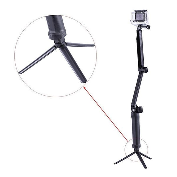 Böjbart Monopod-stativ för GoPro 3-vägs sportkamera - svart