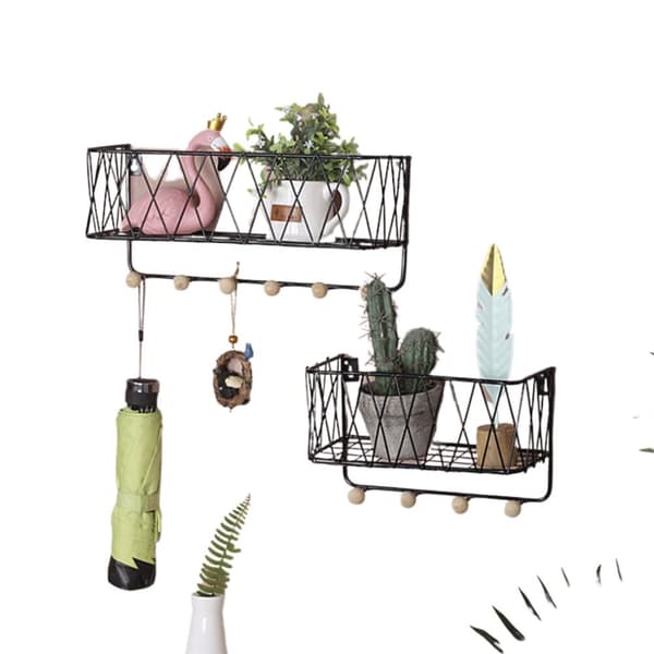 Hængehylde med bøjler, LOFT-stil – sort, 25,5 cm