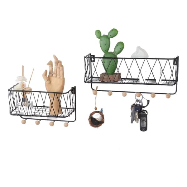 Ripustushylly ripustimilla, LOFT-tyyli – musta, 25,5 cm