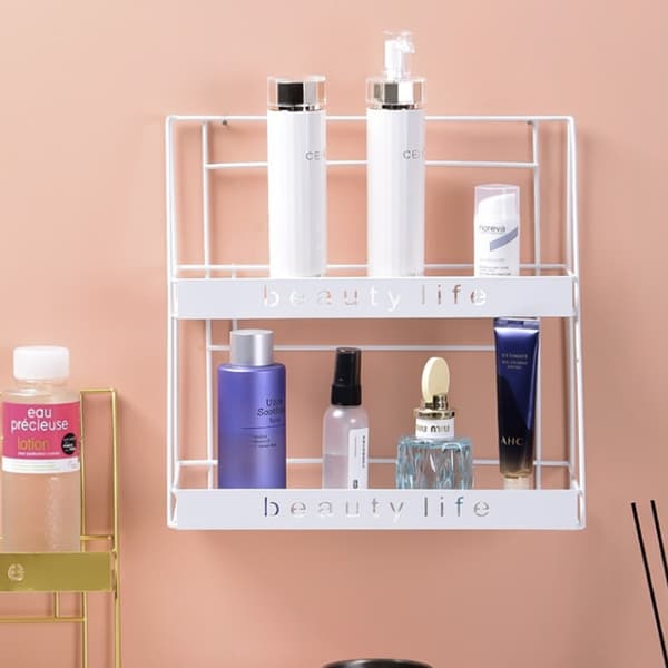 Metalhylde i LOFT-stil i to niveauer til BEAUTY LIFE-kosmetik - hvid