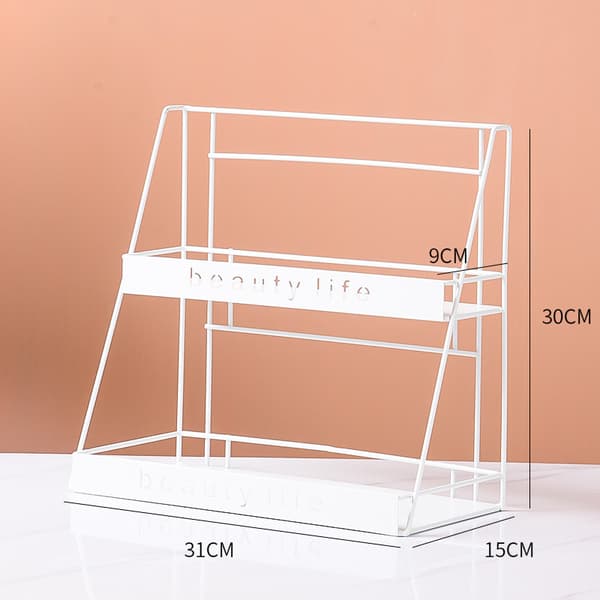 Metalhylde i LOFT-stil i to niveauer til BEAUTY LIFE-kosmetik - hvid