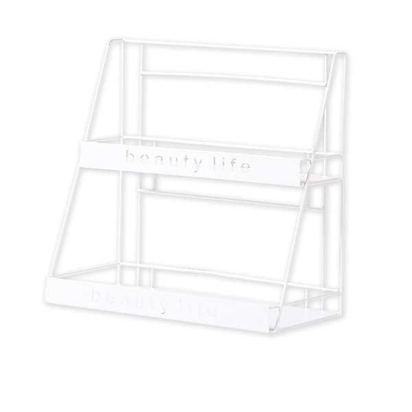 Metalhylde i LOFT-stil i to niveauer til BEAUTY LIFE-kosmetik - hvid