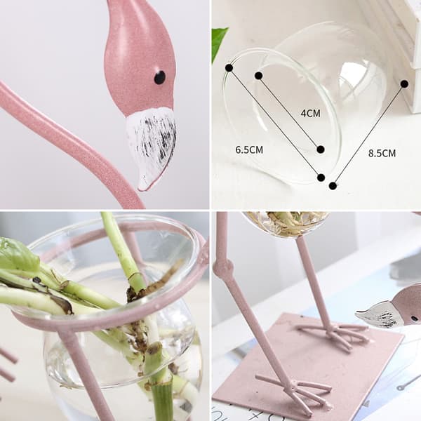 Hydroponisk vas, skandinavisk - flamingomönster III