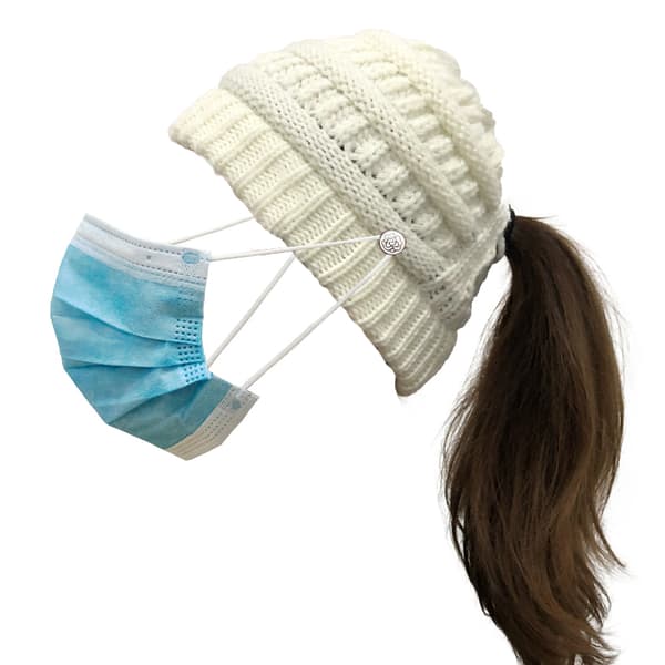 Ponytail talvihattu - valkoinen