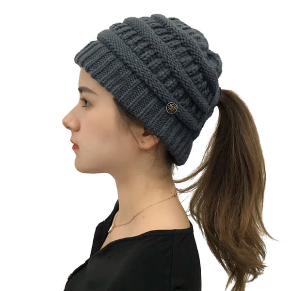 Ponytail-talvihattu - harmaa