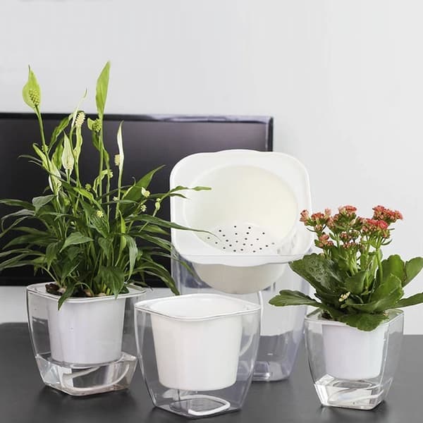 Selvvandende urtepotte/potte til blomster og planter - lille
