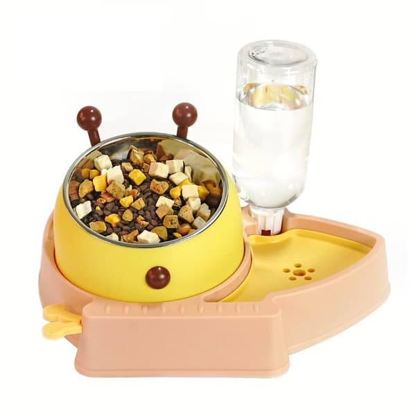 AquaPet 2-i-1 skål - Automatisk vanddispenser til hunde og katte (pink)