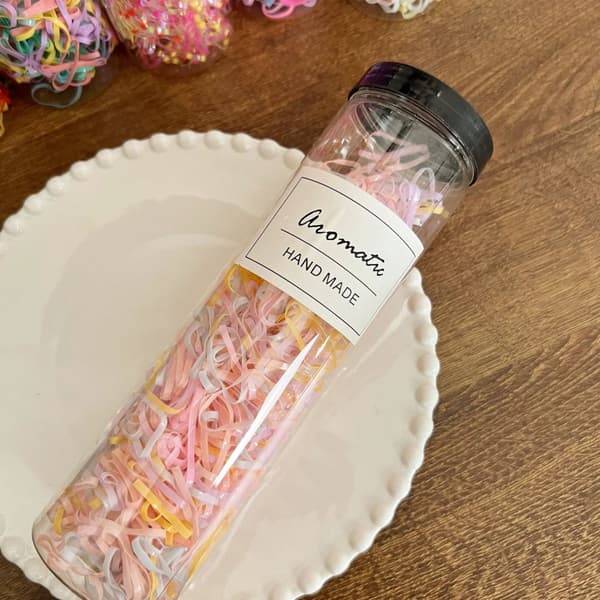 Sæt med 600 hårgummibånd - pastel type III, blanding af farver
