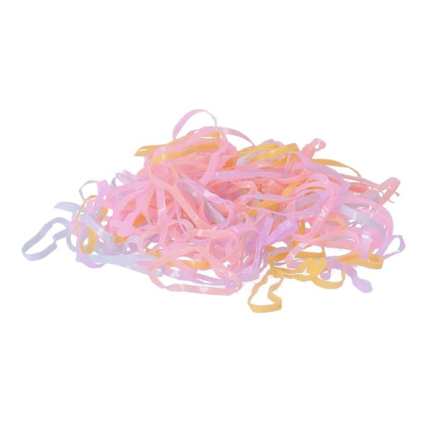 Sæt med 600 hårgummibånd - pastel type III, blanding af farver