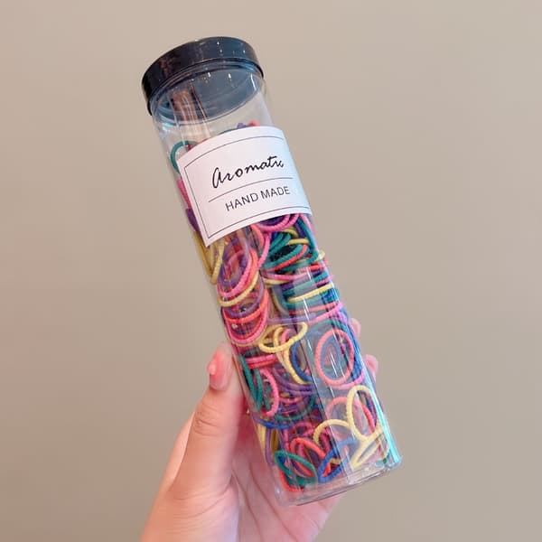 Set med 300 elastiska hårband - pastell typ III, mix av färger