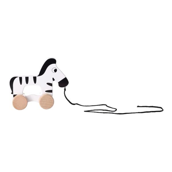 Tooky Toy træzebra, der skal trækkes i en snor