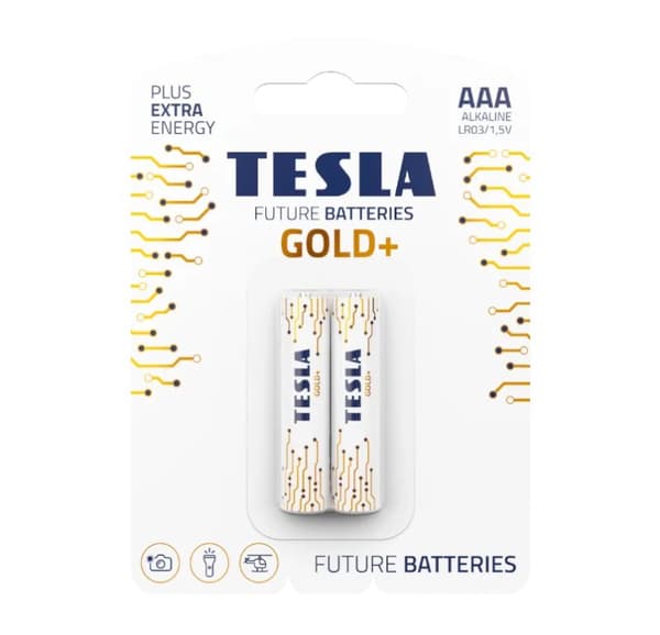 AAA ALKALINE BATTERIER TESLA GOLD+ LR03 2 STK