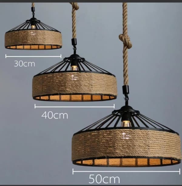 Loftslampe lavet af hamp reb på et originalt jute reb - diameter 30 cm
