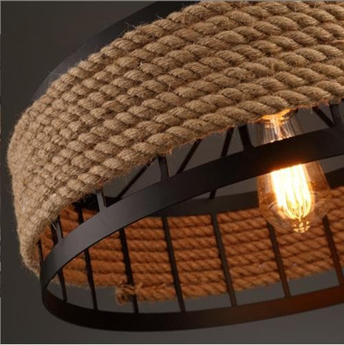 Loftslampe lavet af hamp reb på et originalt jute reb - diameter 30 cm