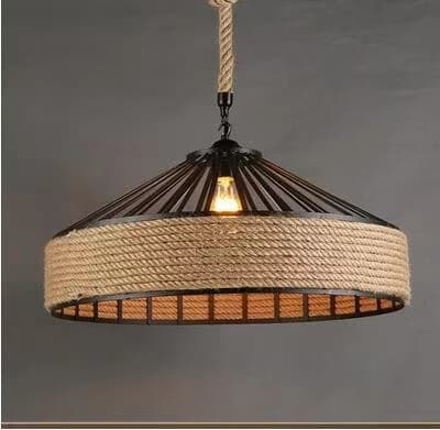 Loftslampe lavet af hamp reb på et originalt jute reb - diameter 30 cm