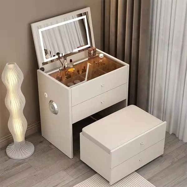 Modernt sminkbord SMART kosmetiskt sängbord 50 cm - vitt