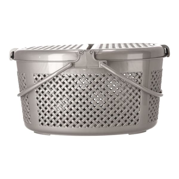 Stängd picknickkorg - oval grå, POLSK PRODUKT