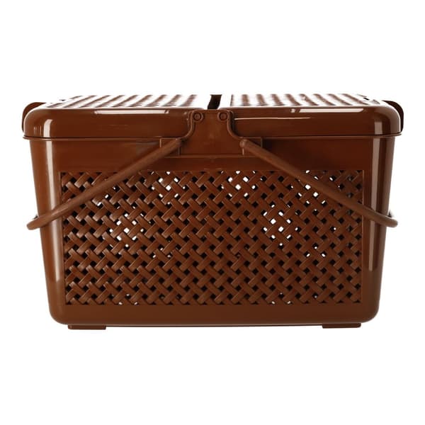 Stängd picknickkorg - rektangulär brun, POLSK PRODUKT