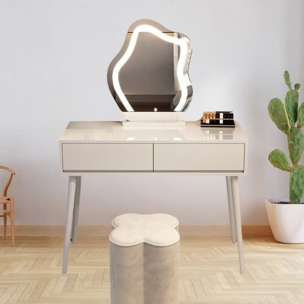 Kosmetisk sminkbord i fransk stil / möbelset, topp 80 cm - vit
