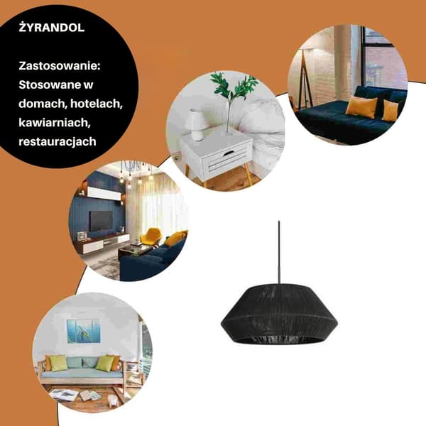 Naturlig rattan hængelampe - 50 cm (sort)