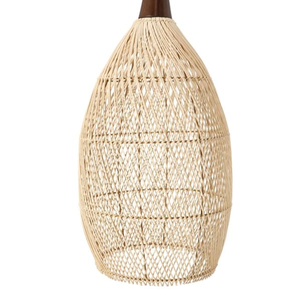 Rustik hængelampe i rattan - 35 cm (naturlig farve)