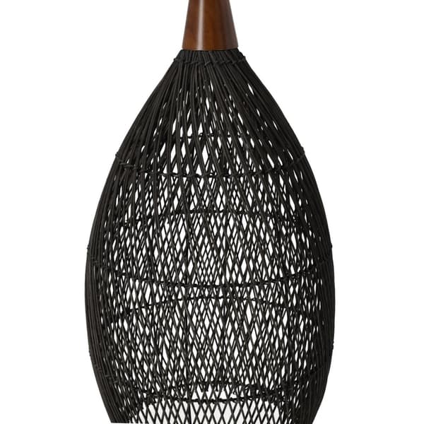Rustik hänglampa i rotting - 35 cm (svart)