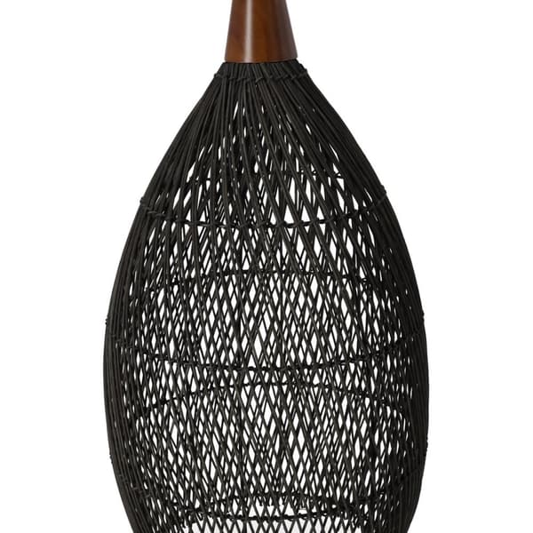 Rustik hänglampa i rotting - 35 cm (svart)