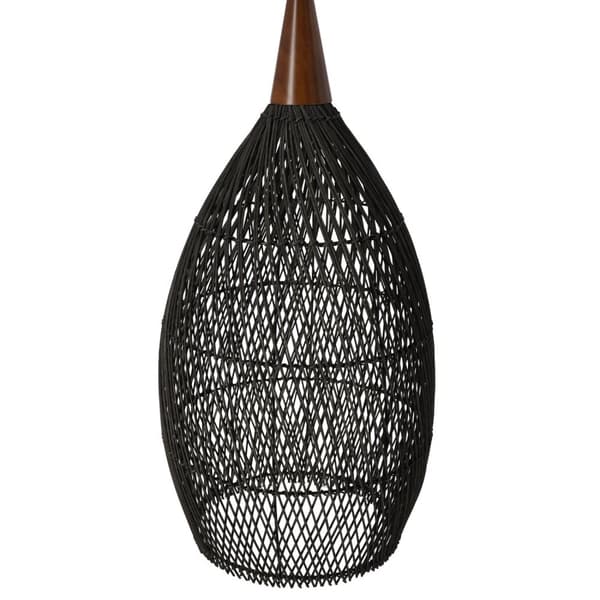 Rustik hänglampa i rotting - 35 cm (svart)