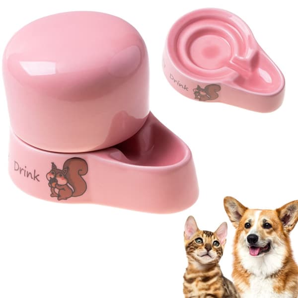 Keramisk vandbeholder til dyr 230 ml - pink