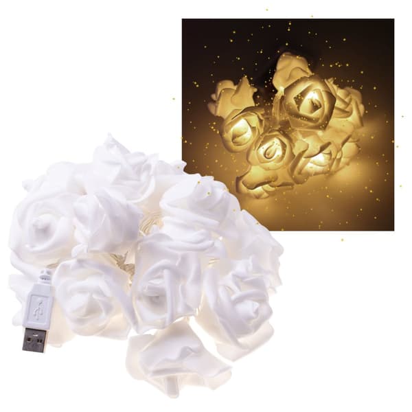 LED guirlande / dekorative lys i form af roser - varm farve
