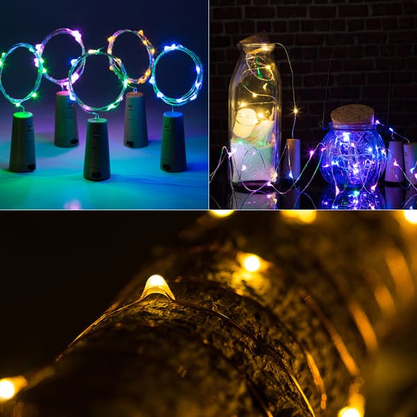 LED-ljuskedja med kork - grön
