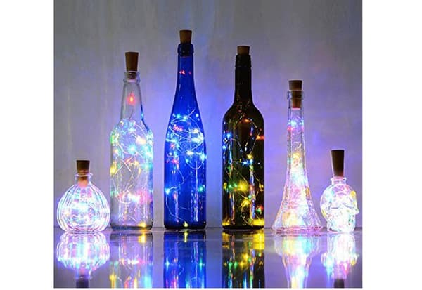 LED-ljuskedja med kork - grön