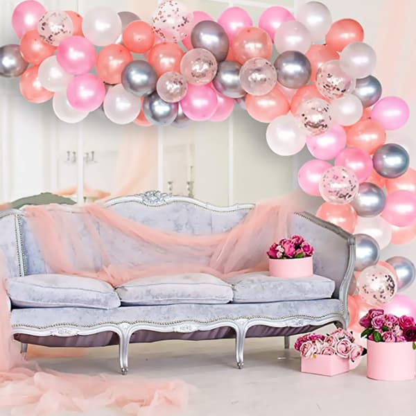 Ballonguirlande 120 Premium balloner – hvid og pink