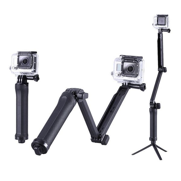 Bøjeligt Monopod-stativ til GoPro 3-vejs sportskamera - sort