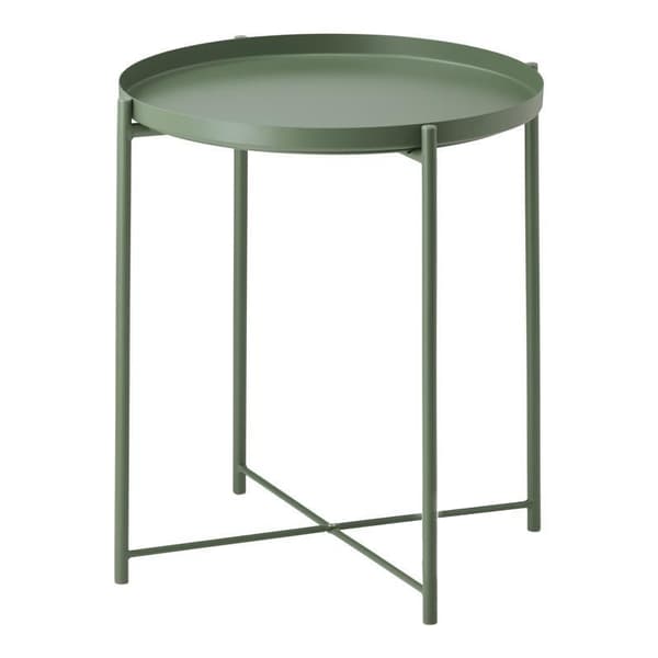 Loft-tyylinen pyöreä metallipöytä - khaki