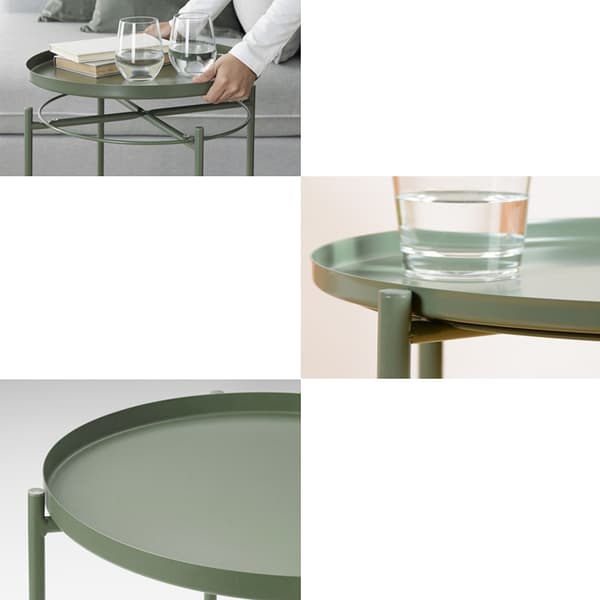 Loft-tyylinen pyöreä metallipöytä - khaki