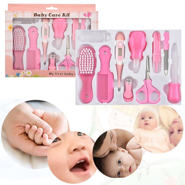 Plejesæt til børn og babyer, 10 elementer - pink