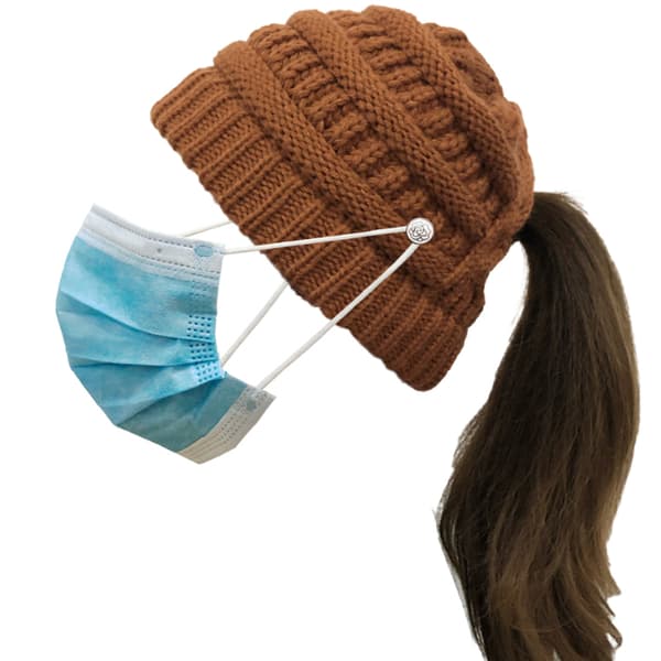 Ponytail talvihattu - ruskea